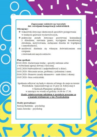 WARSZTATY DLA RODZICÓW